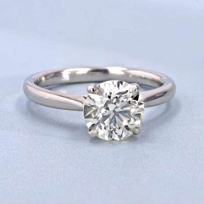 2CT Dia Moissanite Set VVS Round Solitaire Ring with Hidden Halo Engagement Rings