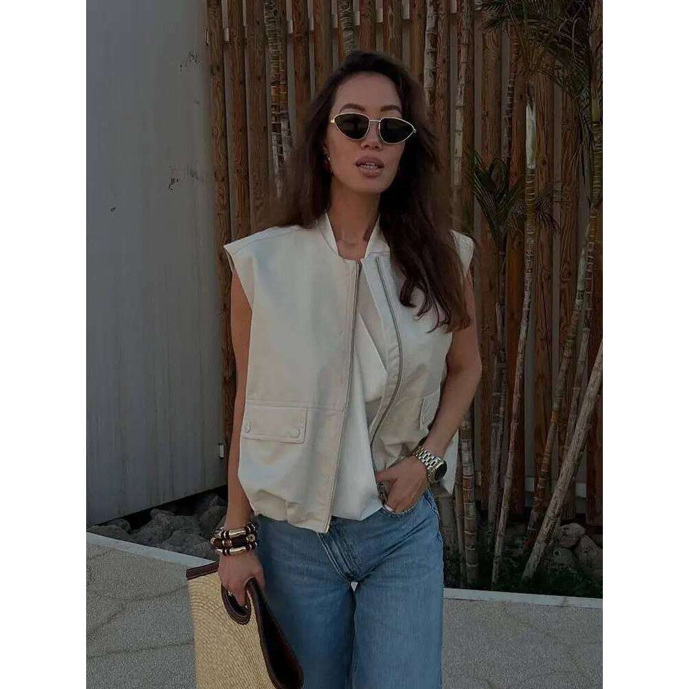 New Women Zipper Pocket Design O-Neck Sleeveless Waistcoat+Buttons Belt Decorate High Waist Long Skirt 2 Piece Set