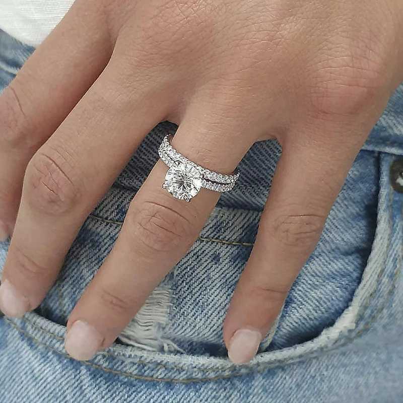 8 Trendy Female Ring Set with Brilliant Round Cubic Zirconia Wedding Rings High Quality Silver Color Band Engagement Jewelry Y250808