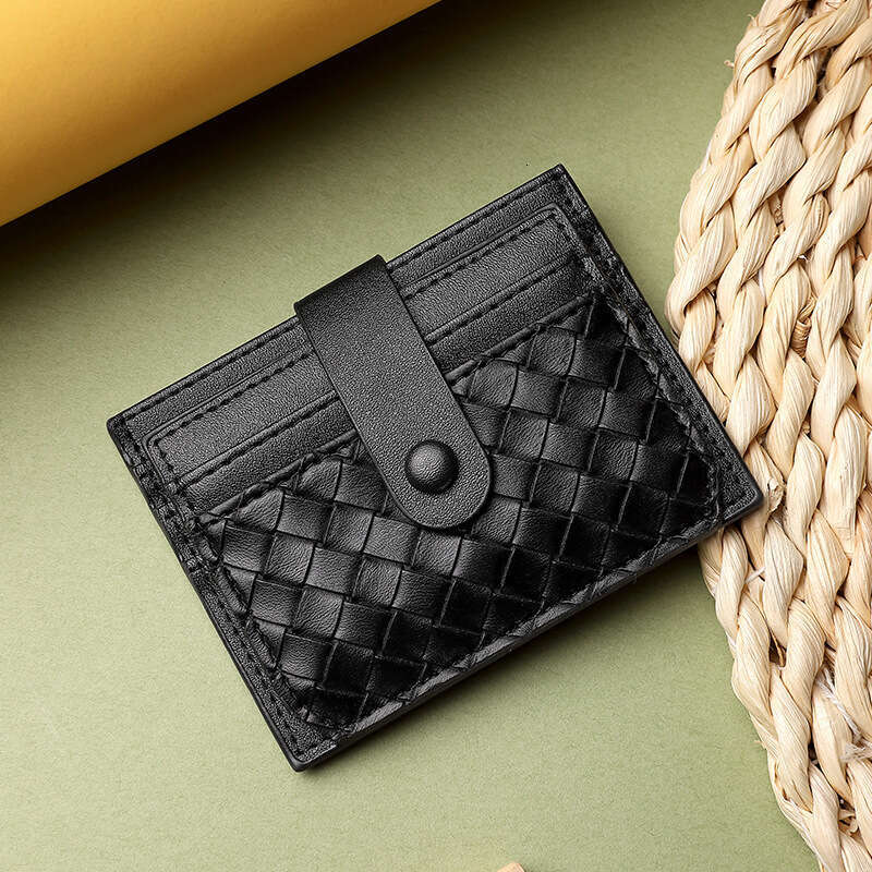 Card Holder for Women Compact ID Case Leather Texture Men's Holder Anti-Degaussing Driver's License Card Clip Exquisite Coin Purse Woven Wom