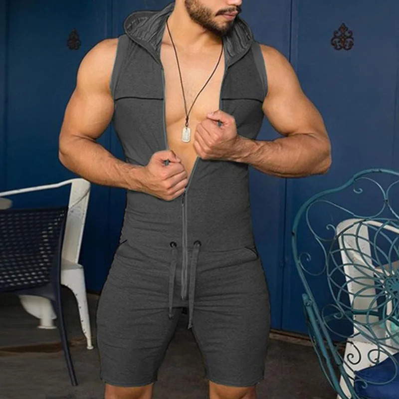 Casual Jumpsuit for Men Mens Hooded Sporty Sexy 250804
