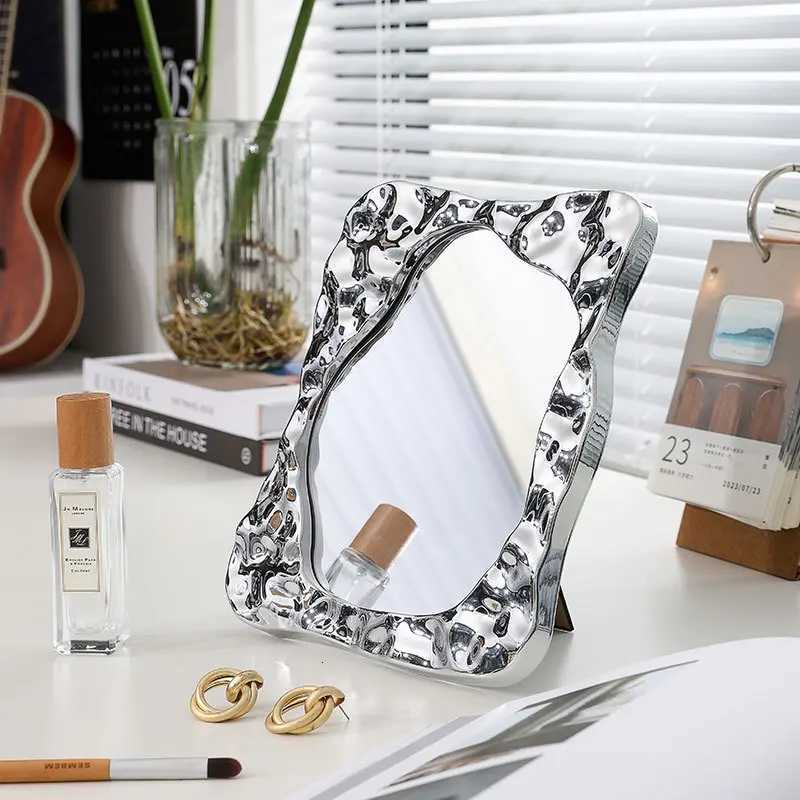 Irregular Vintage Dresser Mirror High Color French Makeup Mirror Bedroom Desktop Decorative Ornaments Z250807