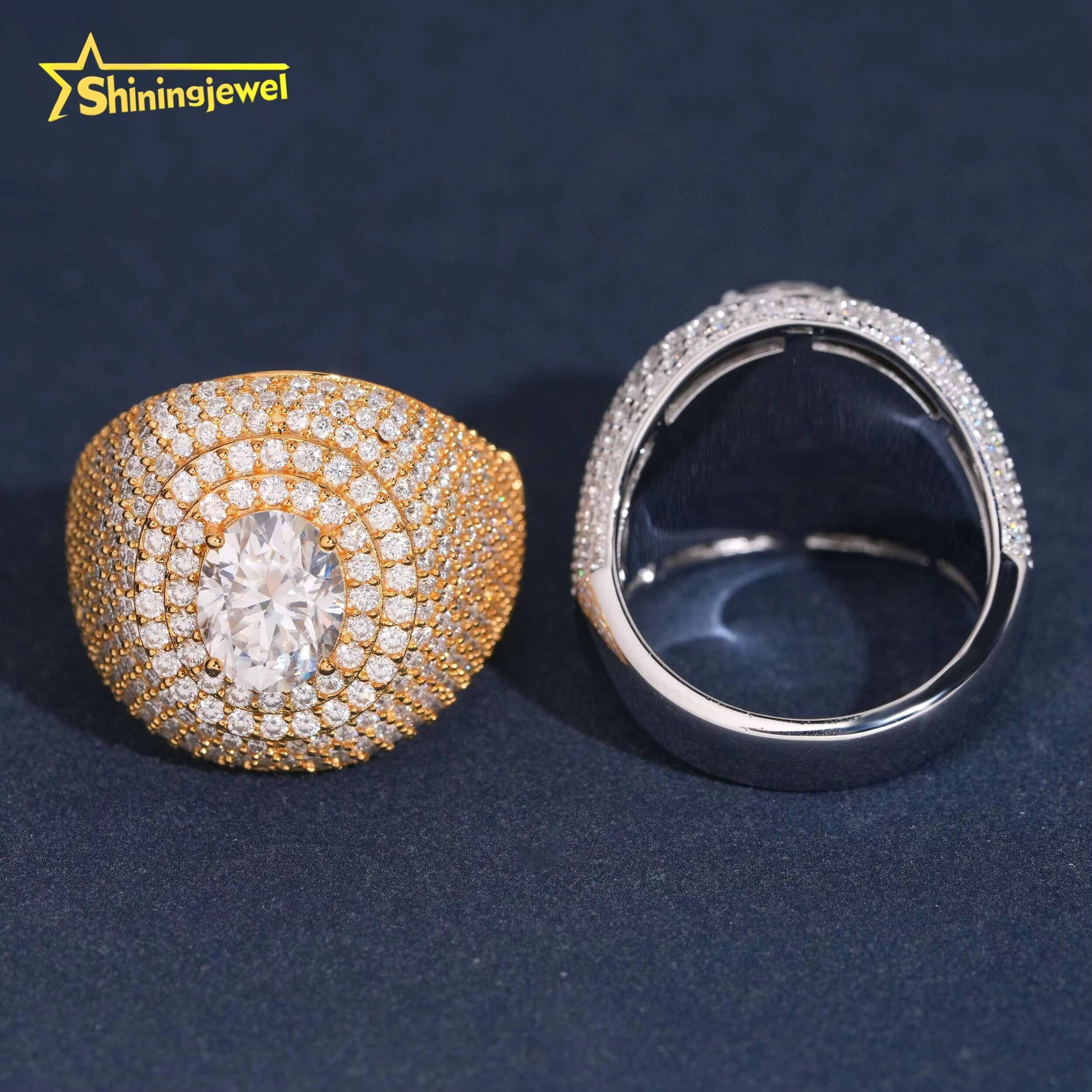 Fine Jewelry Hip Hop Iced Out Fully VVS Moissanite Diamond Ring GRA Certificated High Quality Custom 925 Silver Rings for Men