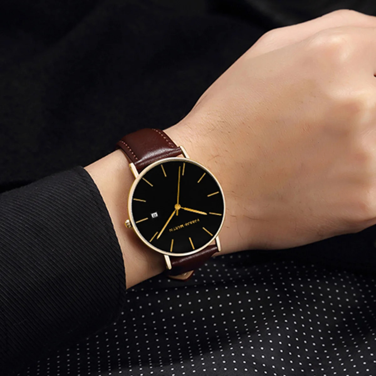 Hannah Martin Men Watch Leather Business Style Japanese Quartz Movement 3Bar Waterproof Clock Leisure Sports Watch for Men reloj 250807