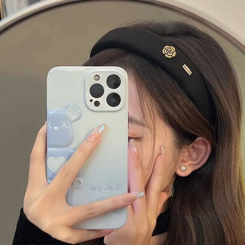 AISHG Fashion Lia Sponge Hair Band in Black and White Korean Version of Wens Hair Accessories Y250808