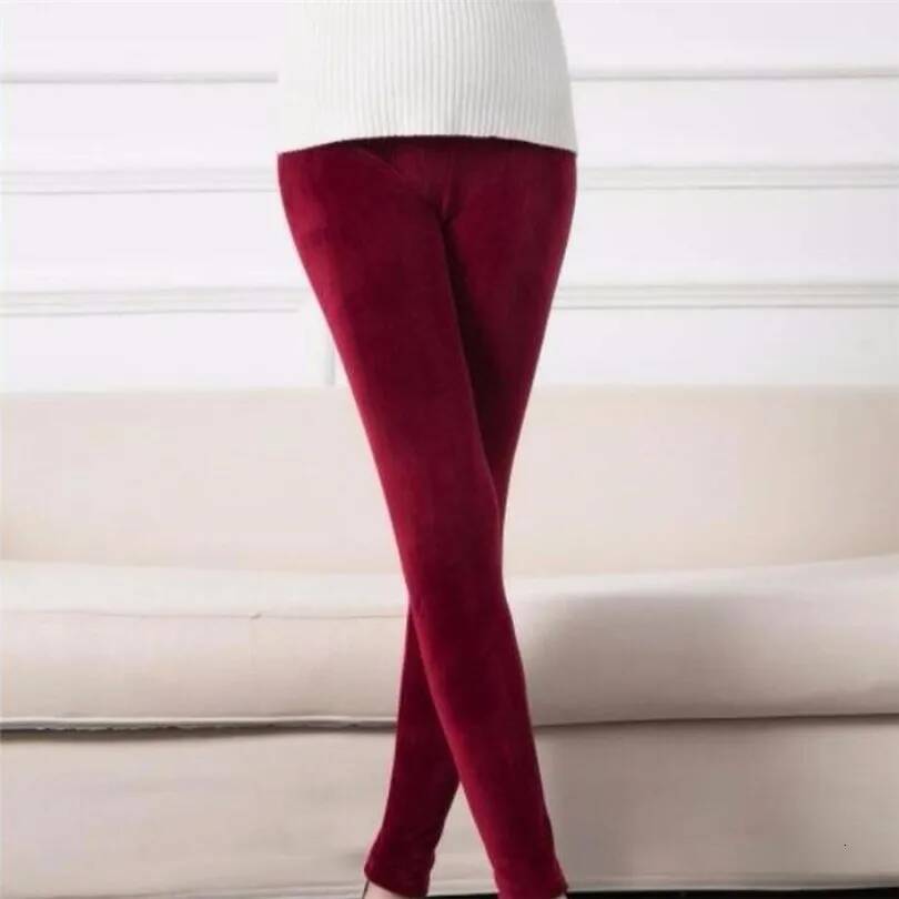 YRRETY Winter Leggings Knitting Veet Casual High Elastic Waist Thicken Double Layer Warm Skinny Women Black Gray Solid Pants dongdumaoyi