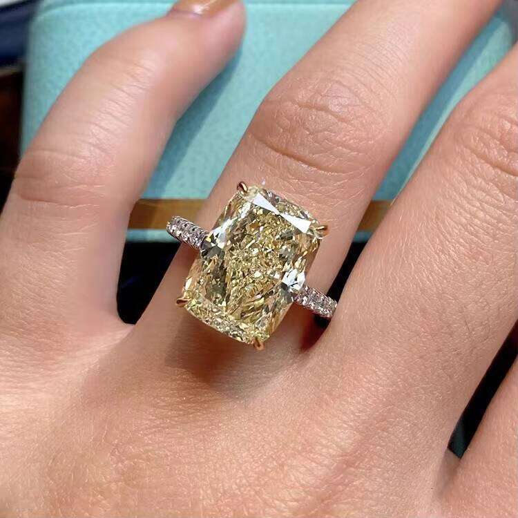 XingGuang Minimalist Engagement Solid Sier 7A Zircon Cushion Cut Halo Solitaire Dia Eternity Ring for Women