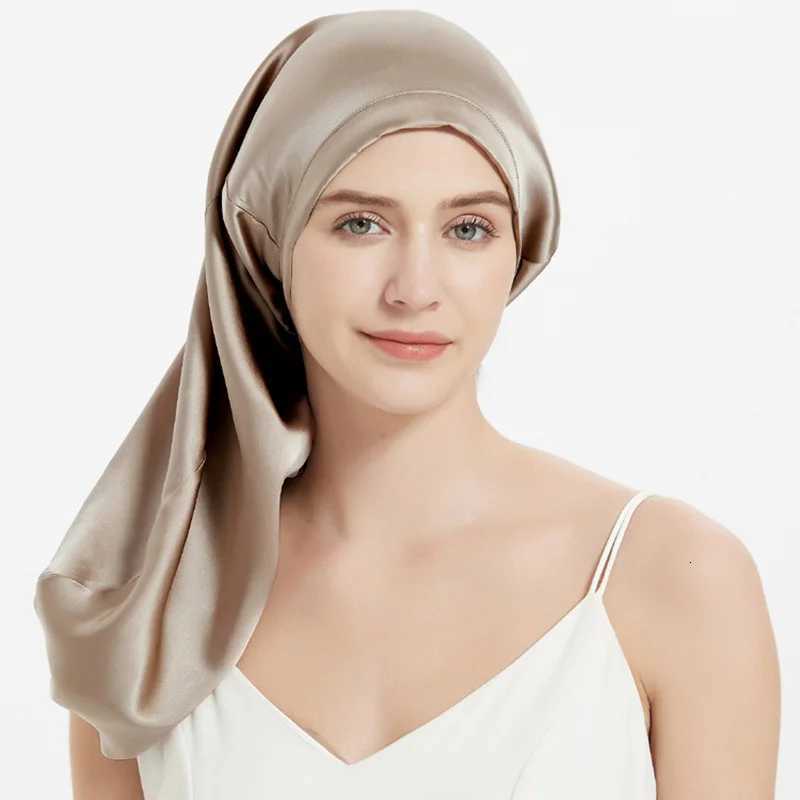 Mulberry Silk Bonnet Sleep Hair Cap Long Bonnets with Elastic Tie Band Adjustable Straps for Long Curly Dreadlock Braid Z250808