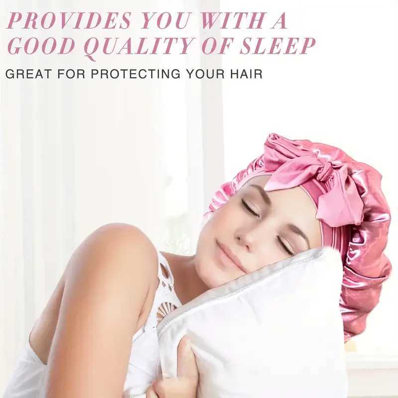 Silky Sleep Bonnet for Straight Curly Hair Long Extra Large Hair Bonnets for Dreadlocks and Braids Satin Sleeping Caps Night 2pcs Z250808
