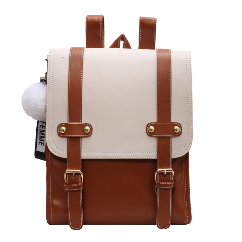 2025 Autumn New Women's Backpack New Retro Style Buckle Belt Design Women's fashion Backpack Commuter Backpack Autumn New Color Contrast Des