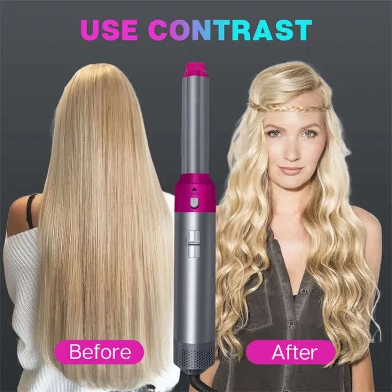 5-In-1 Hot Air Curling Iron Straightening Comb Dryer Automatic Hair Suction