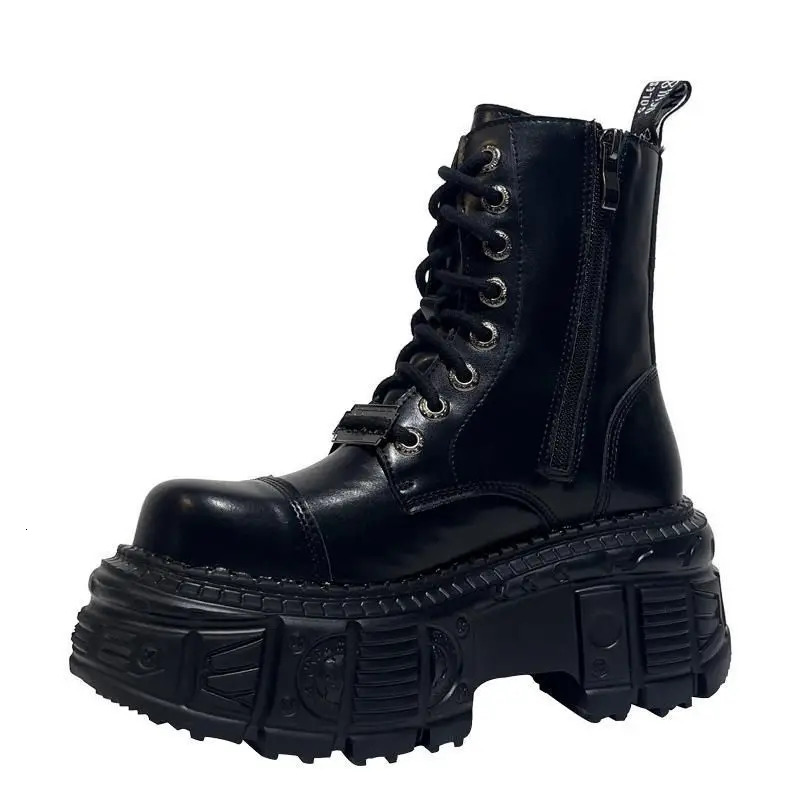3642 Cos Female Ultrahigh Thick Bottom 9cm Punk tie Heels Women High Top Platform Boots 250801