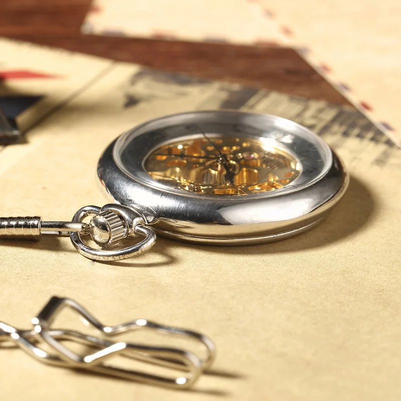 Retro Mechanical Pocket Watch Chain Skeleton Hand Winding Metal Fob Clock Relogio De Bolso Gifts For Men Woman 250807