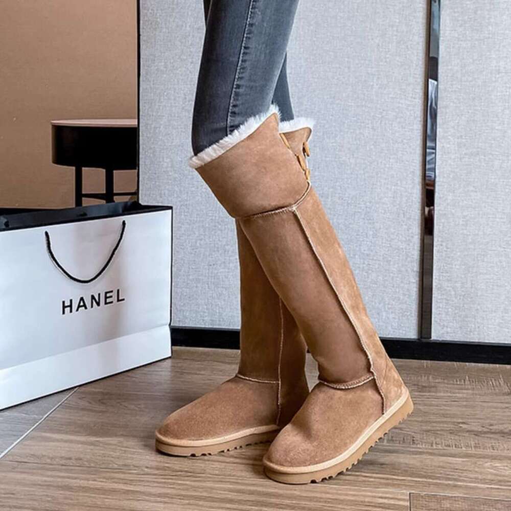 Women's Snow 2025 New Winter High-End Two-Way Button Long Warm Height-Increasing Northeast Fur Boots