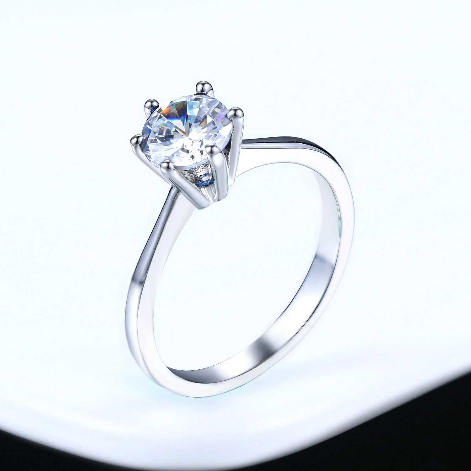 Adjustable Solitaire Rings for Women Bridal Classic Silver Color AAA+Cubic Zirconia Wedding Engagement Marriage Ring Jewelry Y250808
