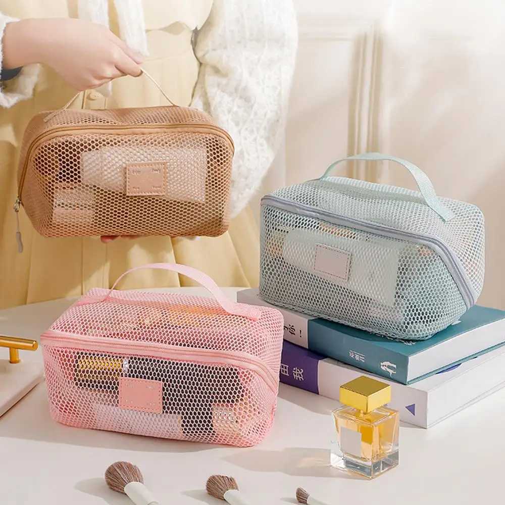 Portable Mesh Shower Caddy Tote Bag Large Capacity Makeup Storage Bag Bathro Toiletry Organizer Travel Storage Pouch Accessory Y250808
