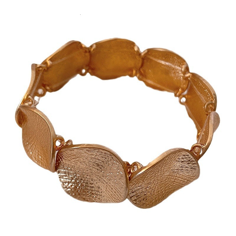 Minimalist Round Patchwork Metal Bracelet Niche Cold Style Geometric Wristband Unique Design New Fashion Jewelry