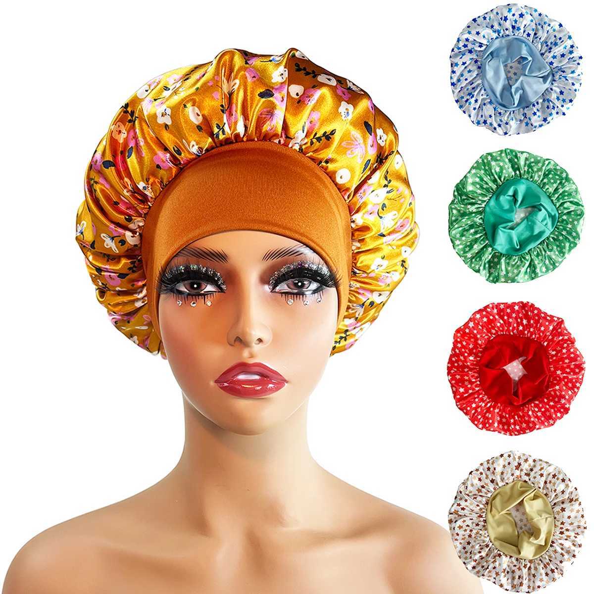 Silk Hair Bonnet satin hair night Single Double Layer Silk Hair Cap for Women Sleeping Adjustable Head Cover Hat Beauty Products Z250808
