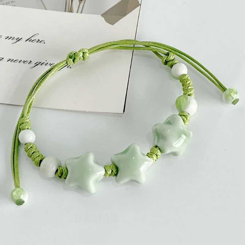 Handmade Colorful Ceramic Star Bracelet Adjustable Braided Wax Cord Unique Fashion Accessory Birthday Gifts Decorations Jewelry Z250807