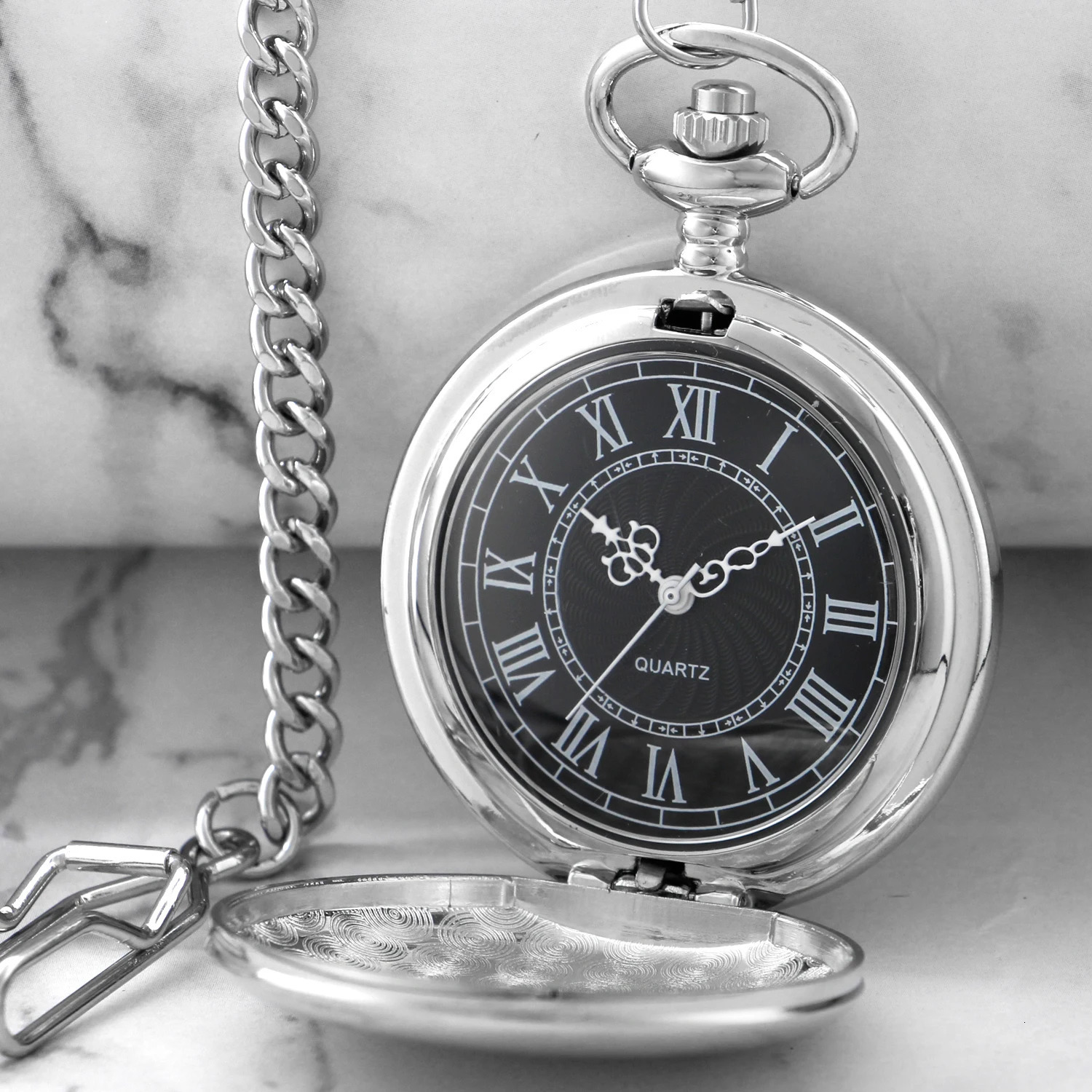 All Hunters Retro Silver Smooth Quartz Pocket Watch For Men Women Steampunk Necklace With Chain Drop 250807