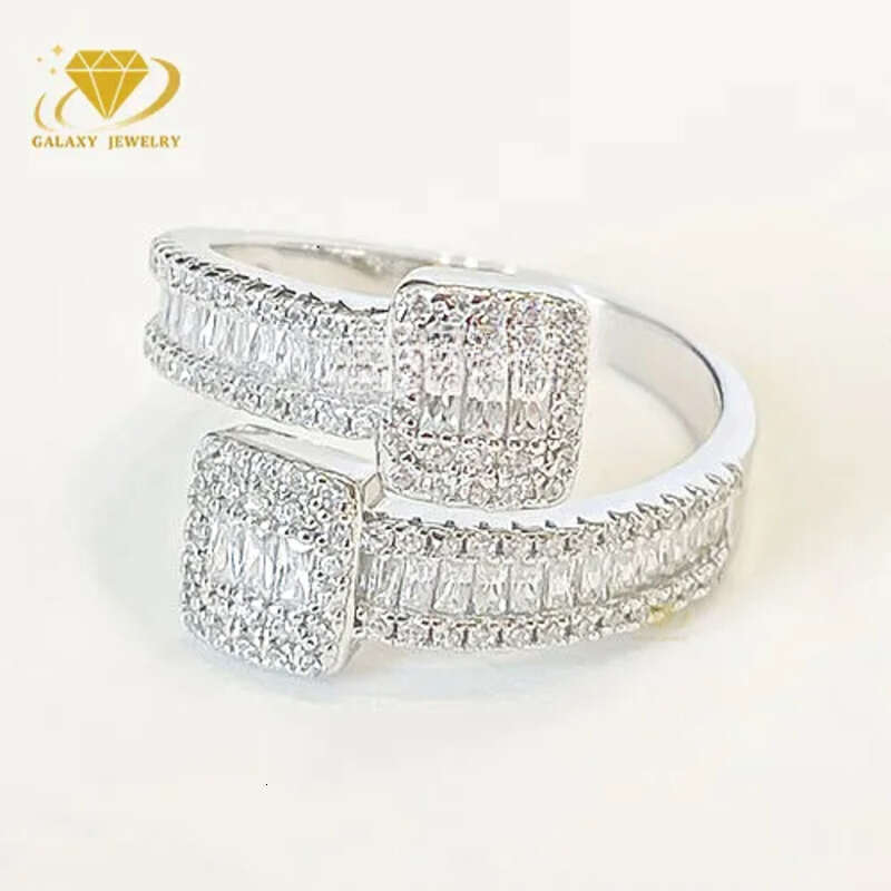 Hip Hop Iced Out Ring VVS Baguette Moissanite Real Gold Plated Men Jewelry Sterling Sier Rings