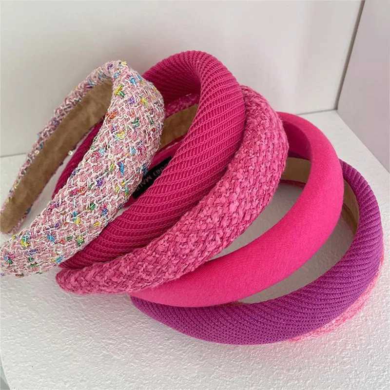 Rose Wide-brimmed Sponge Hair Band Wen Fairy Temperament Band Tweed Hoop Haiand Princ Girls Hair Accessories Y250808