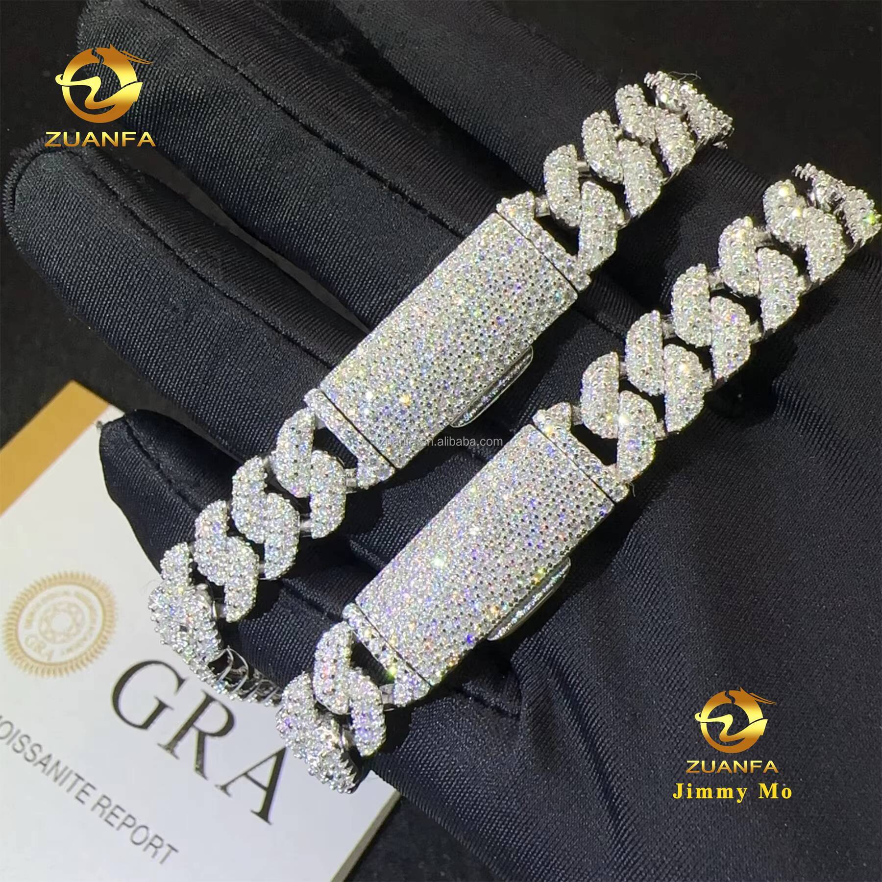 New Arrivals 10mm Fashion Hip Hop Style Jewelry Iced Out 925 Solid Silver VVS1 Moissanite Diamond Miami Cuban Link Chain Men