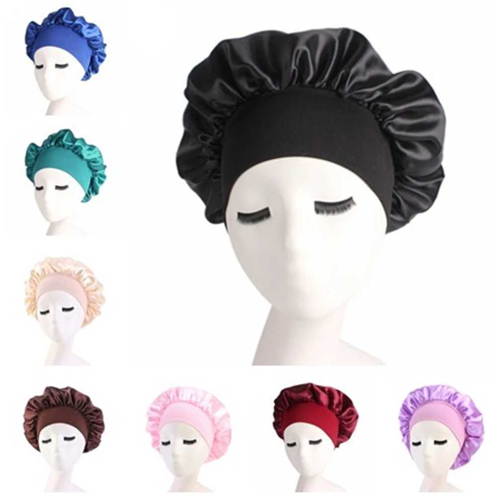 Women Men Unisex Satin Sleeping Hat Night Hair Care Bonnet Skullies Beanies Cap Z250808