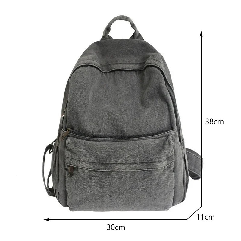 Gray Denim Backpack Womens Leisure Travel Outing Shoulder Bag Female Fashion Schoolbags Suitable For Boys And Girls Mochila 250807