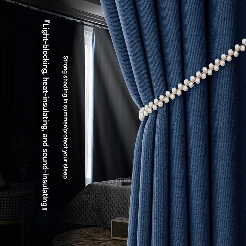 YL-36841 Thickened double-sided linen blackout curtain project hotel school sound insulation heat insulation blackout cotton linen curtain