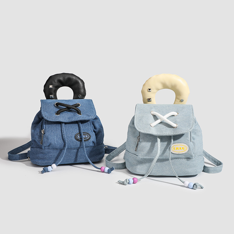 2025 Autumn New Women's Backpack Cowboy Women's Backpack fashion Trendy Fashion College Style Small Backpack Color blocked Women's Hand