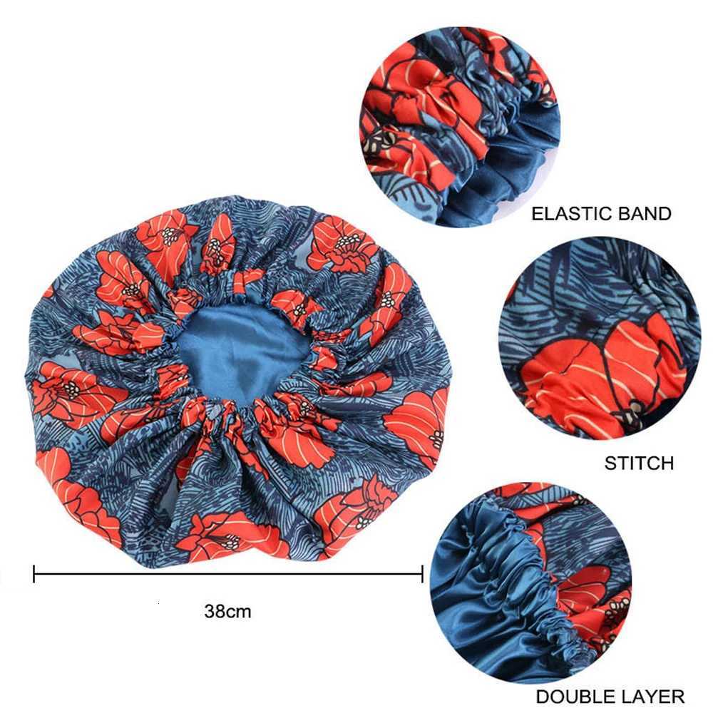 Women Night Sleep Cap African Pattern Ankara Print Bonnet Satin Lining Soft Extra Large Headwear Ladies Headwrap Hair Care Hat Z250808