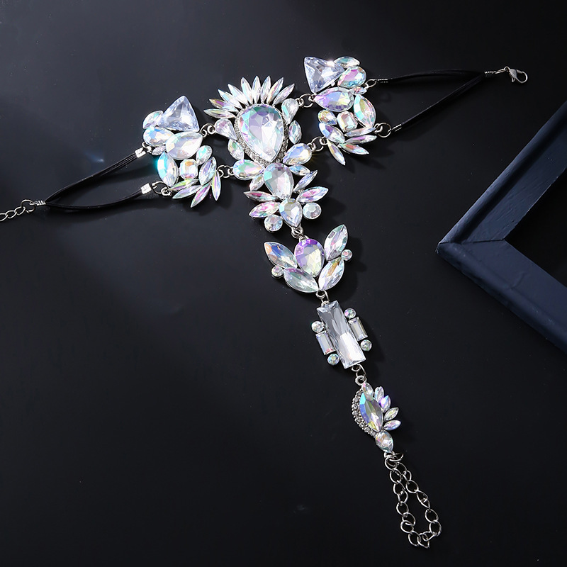 Gypsy Wedding Accessories Ethnic Barefoot Sandals For Wedding Shoes Water Drop Gemstone and Diamond Handmade Footwear Designer Anklet