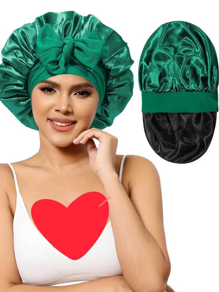 Long Silk Bonnet For Sleeping With Wide Elastic Band Comfortable Head Cover For Night Sleep Hair Care Women Long Hair Curly Z250808
