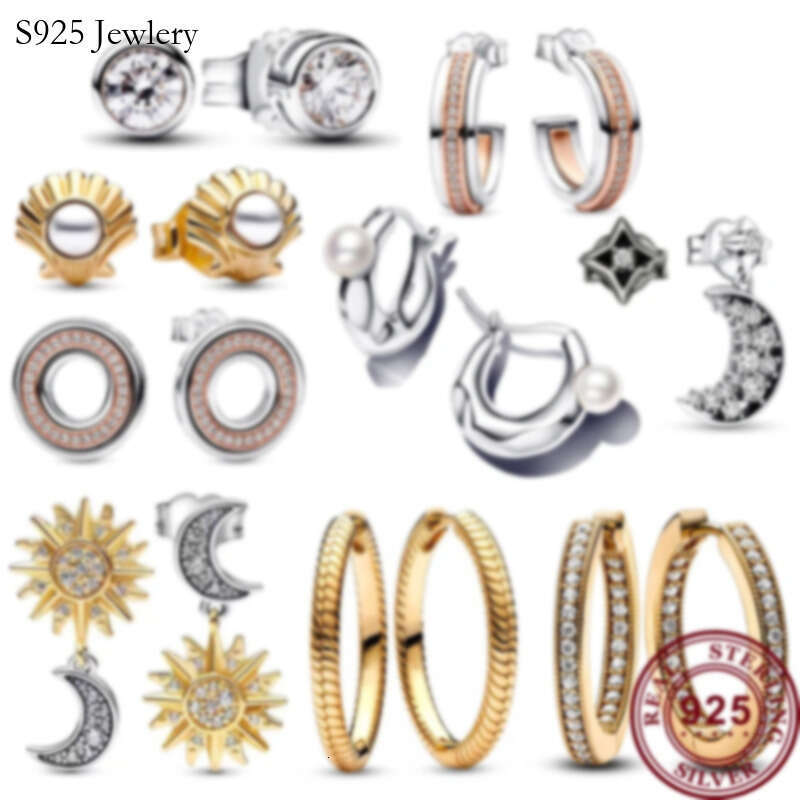 2023 New Silver Women's Creative Sun Moon Ring Pearl Earrings Women's Festival High Quality Gift