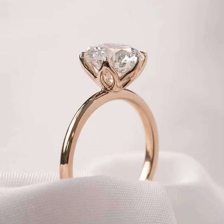 2CT 6 Claws Petal 10k/14k/ Yellow Rose Gold Moissanite Single Dia Ring for Women Engagement Fine Jewelry