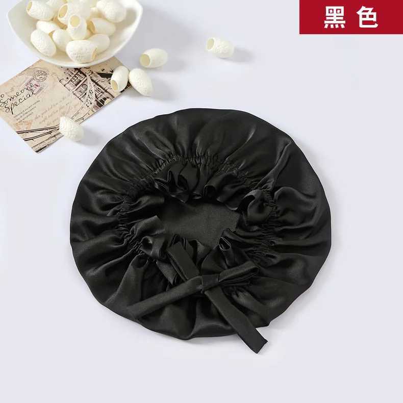 Winsleter Women Double Layer Sleeping Night Cap Mulberry Silk Bonnet Pure Hair Wrap Elastic Headwrap 2024 Summer A43753JC Z250808