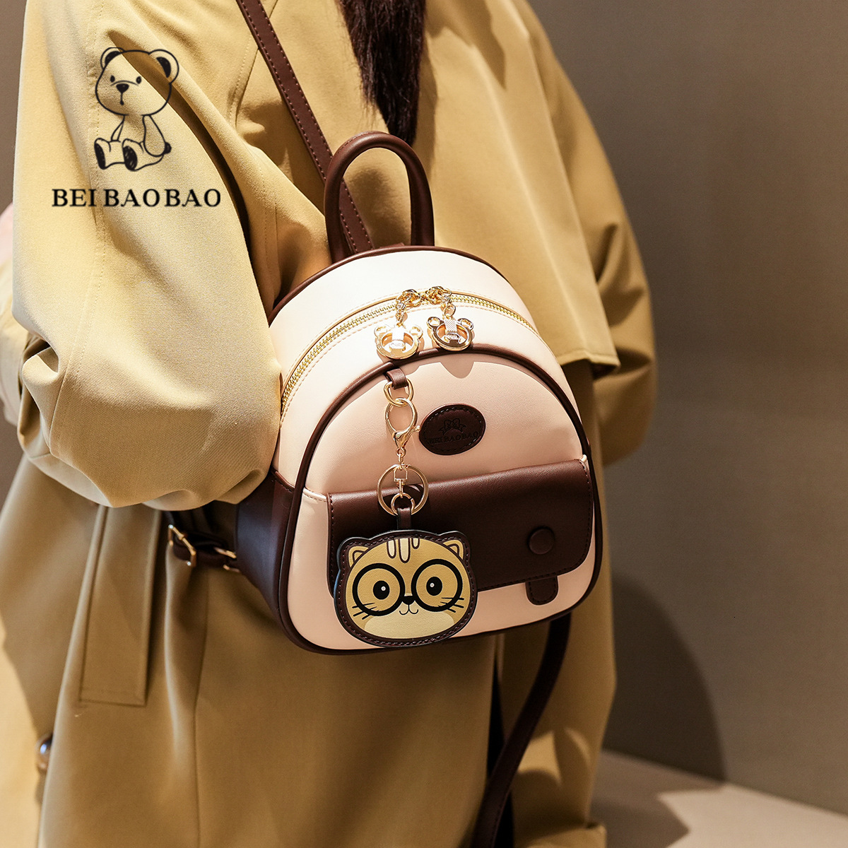 2025 New Women's Simple Color-Block Stylish Mini Backpack for Office Commuting ddmymoon