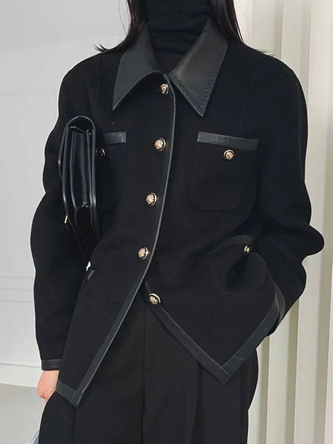 Modigirl Autumn Casual Jackets Women 2025 New Loose Lapel Buttoned Split-joint with Pocket Coat Winter Clothes for Woman dongdumaoyi