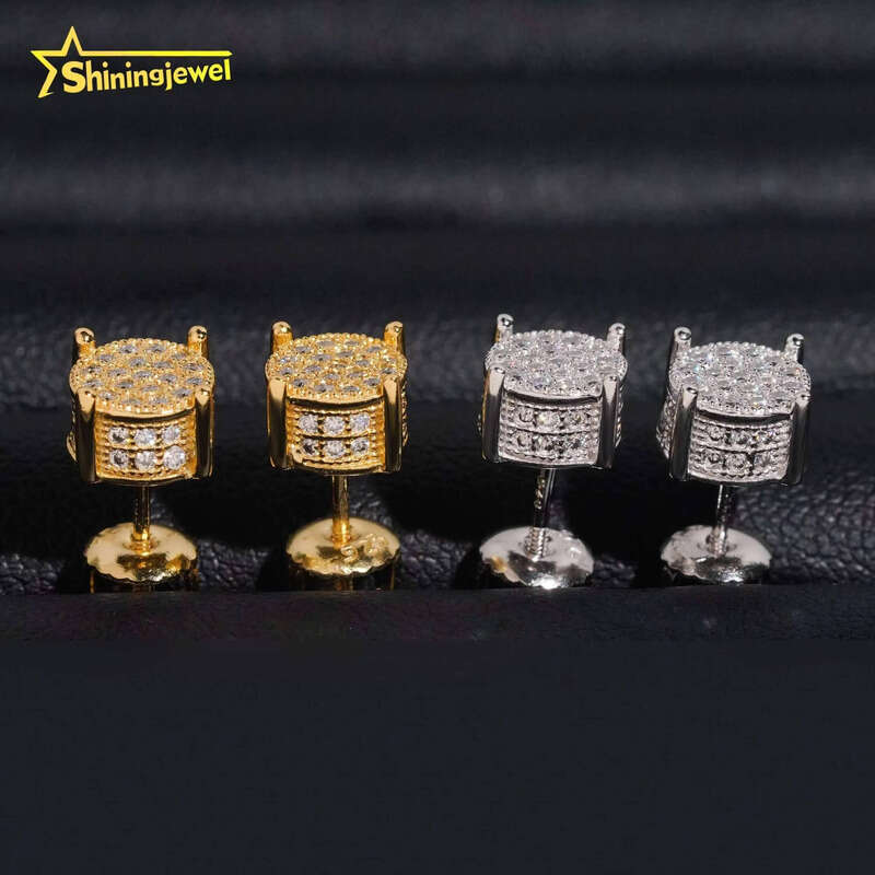 Hip Hop Jewelry Pass Tester Stocks Sterling Sier Iced Out VVS Dia Custom Moissanite Stud Earrings