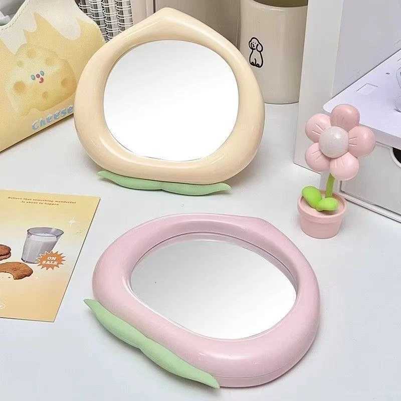 ute Peach Shaped Desk Vanity Makeup Mirror Portable Aesthetic Folding Mirror Travel Cosmetic Mirrors Home Dormitory Decor Z250807