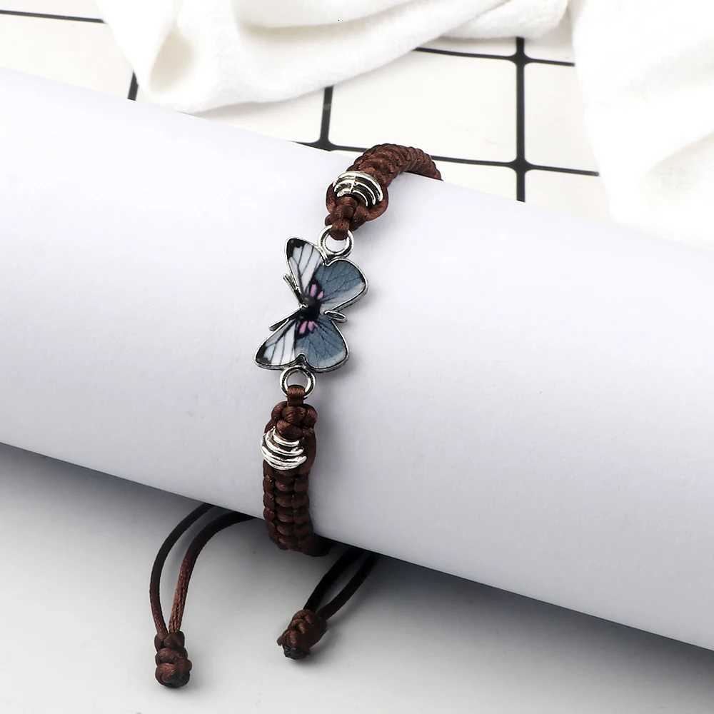 Hot Gray Butterfly Fashion Bracelet Classic Black White Braided Rope Chain Handmade Bracelets for Women Men Adjustable Jewelry Z250807
