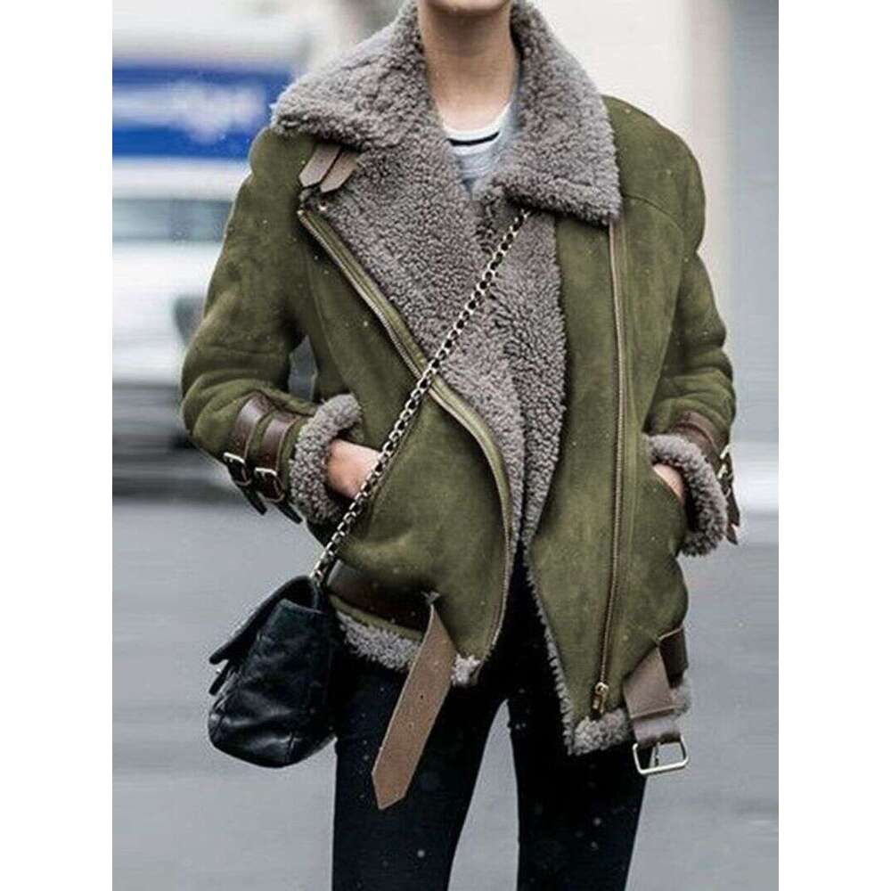 Women's Lapel Fur Cotton-Padded Coat