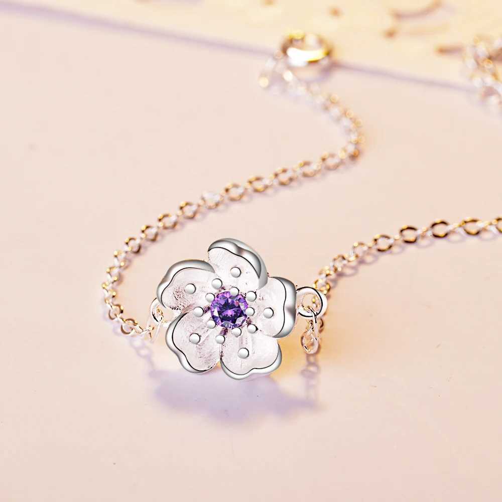 925 Silver Female Models Flower Bracelets Clear Austrian Crystal Plum Blossom Design Charm Link Chain Jewelry For Women Lady Gift Z250807