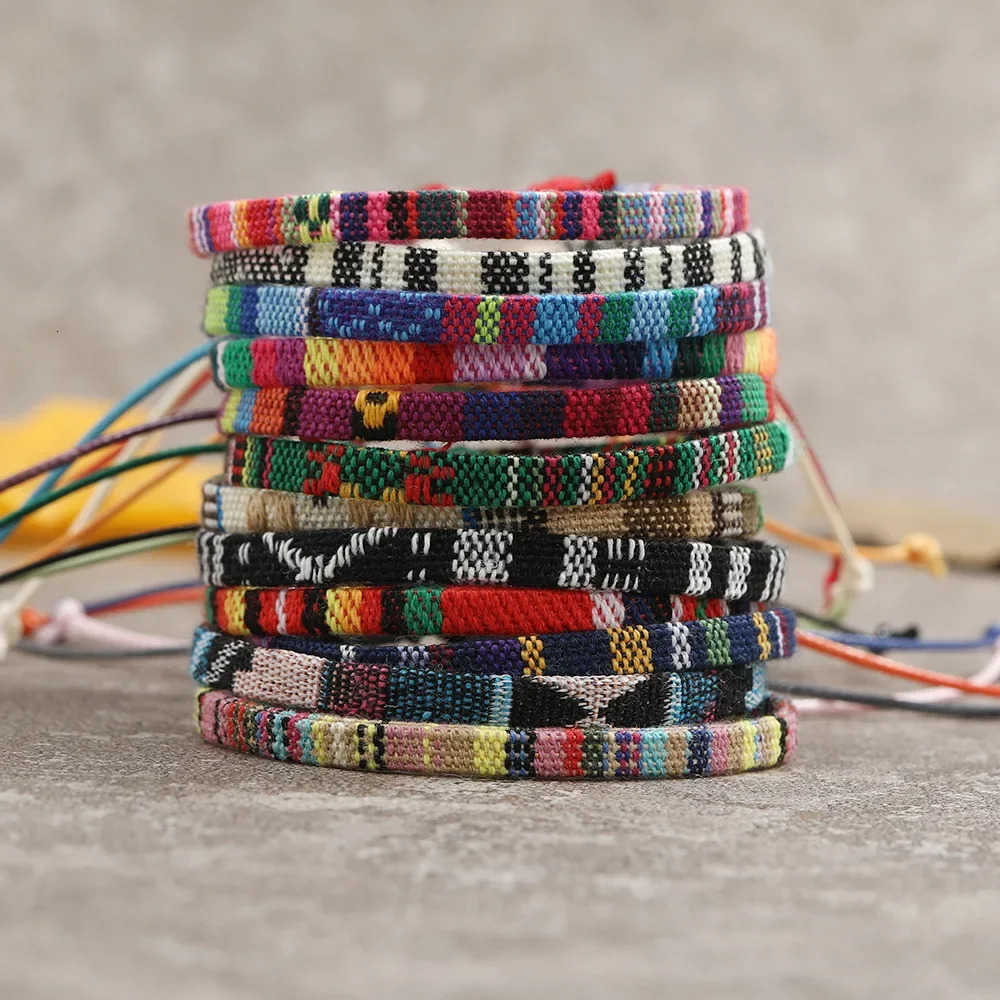 12Pcs Nepal Ethnic Colorful Bracelet Set For Women Bohemia Fabric Braided Rope Wristbands Men Bangle Fashion Summer Jewelry 250808
