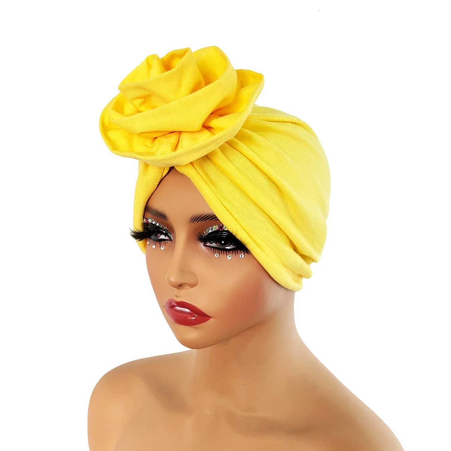 Ethnic Womens Hijabs Big Flower Turban Wrap Head Popular African Ladies Church Wedding Beanie Hat Multifunction Cap Accessories Z250808
