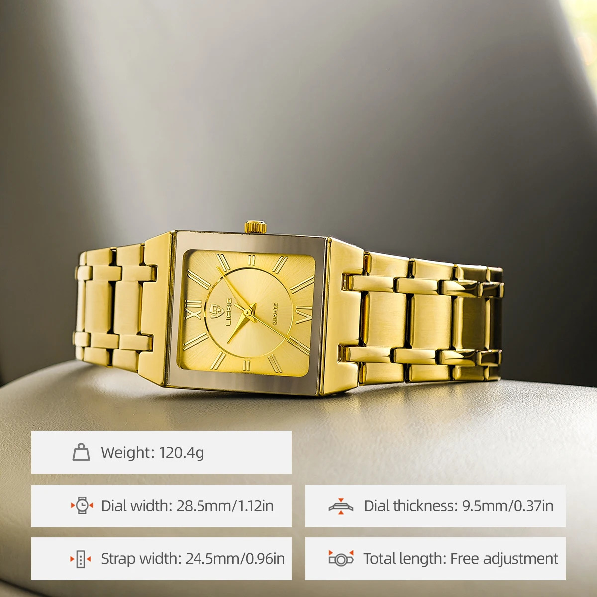 LIEBIG Business Quartz Wristwatches For Mens Watch Simple Black Gold Stainless Steel Waterproof Clock 250807