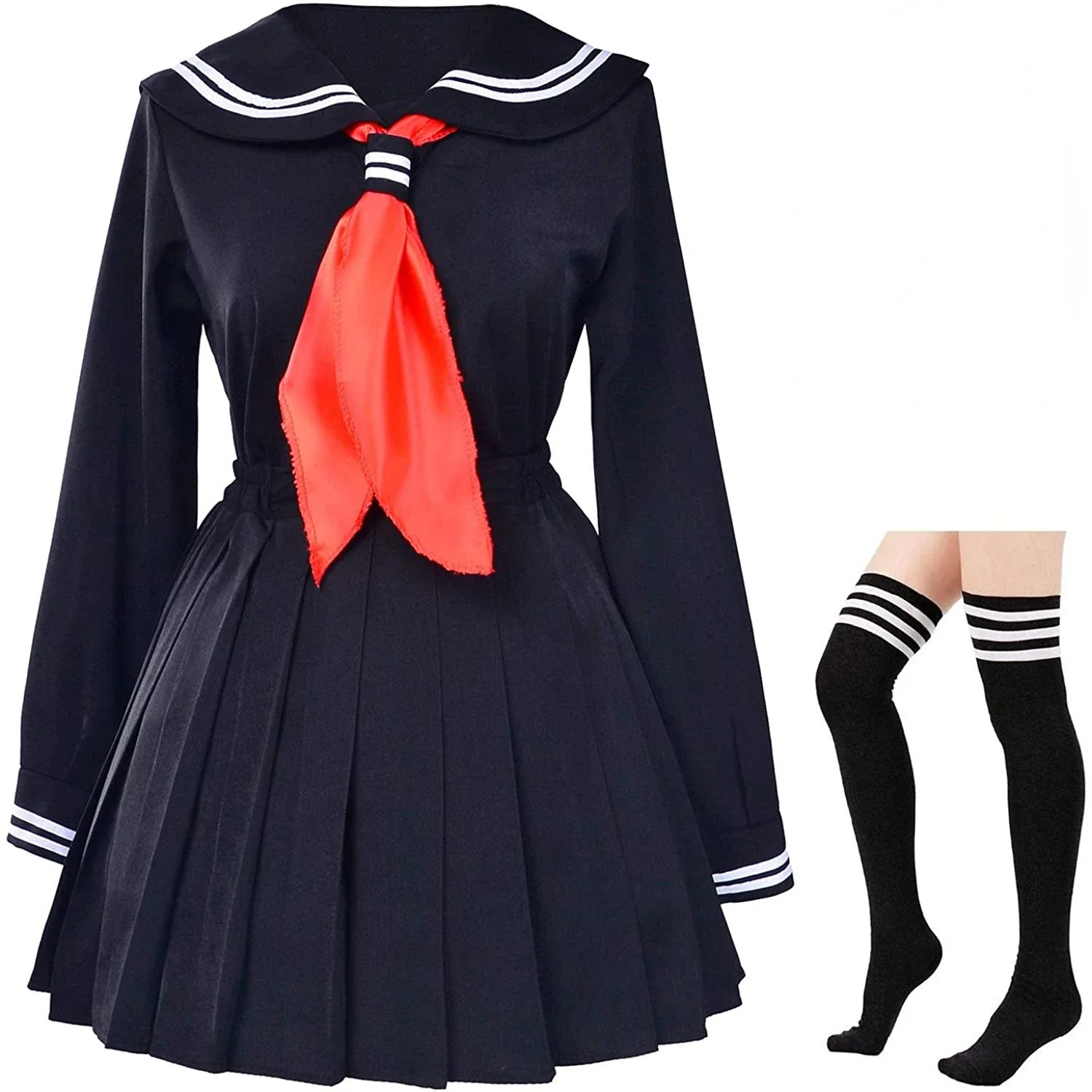 Classic Japanese School Girls Sailor Dress Shirts Uniform Anime Cosplay Costumes with Socks Set 250729