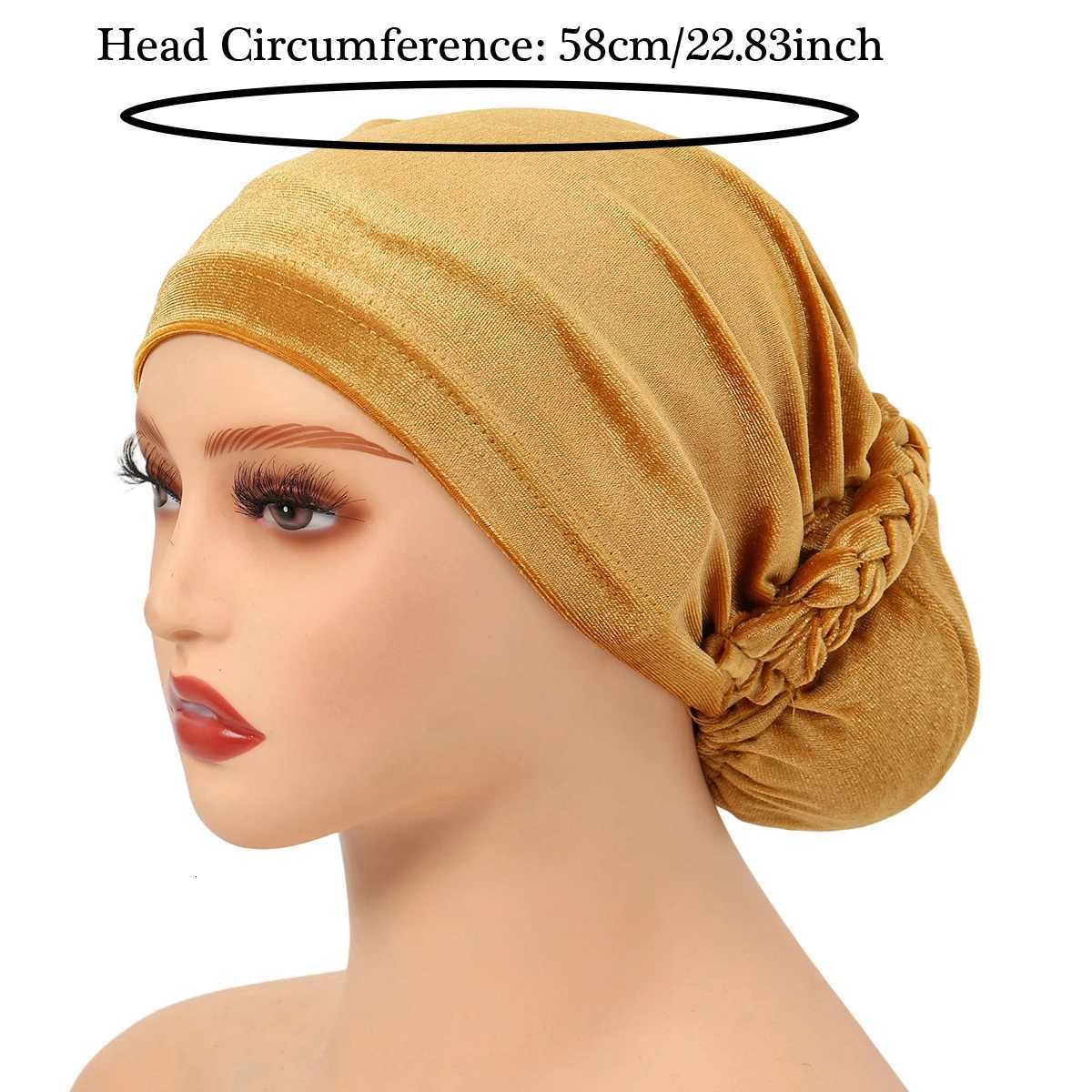Soft Elastic Velvet Instant Turban Inner Hijabs Caps Hat Muslim Fashion Womens Solid Color Headscarf Women Hijab Bonnet Z250808
