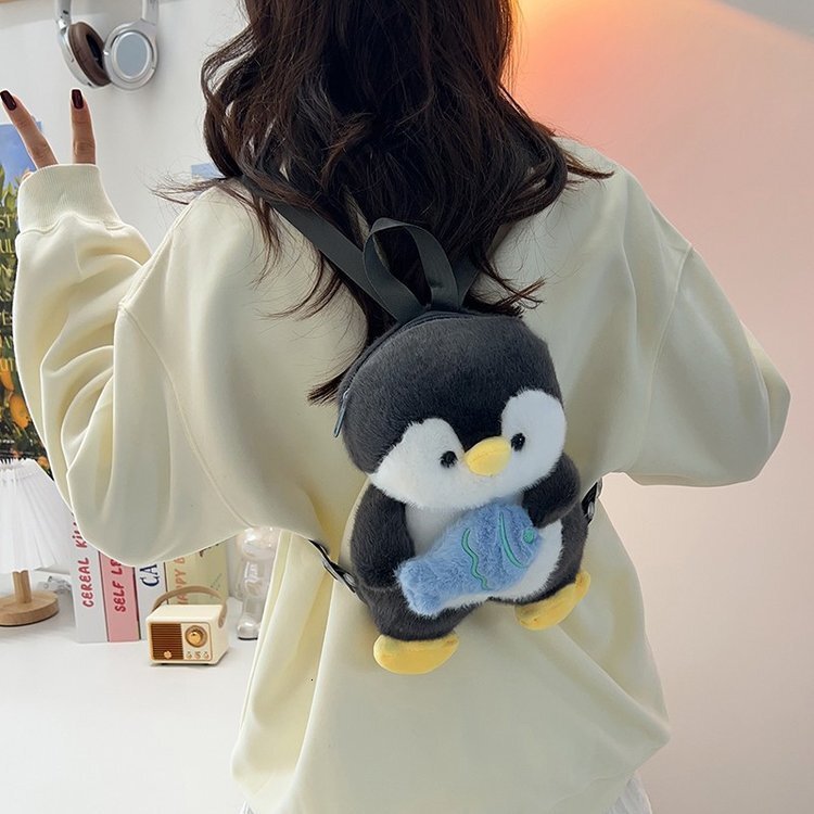 2025 Autumn New Women s Backpack Little Penguin Plush Bag New Doll Plush Toy Cute trend Cartoon Girl Backpack Cartoon Backpack New Designer Backpack